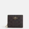 Coach C3309 Snap Wallet In Signature Canvas Brown Black